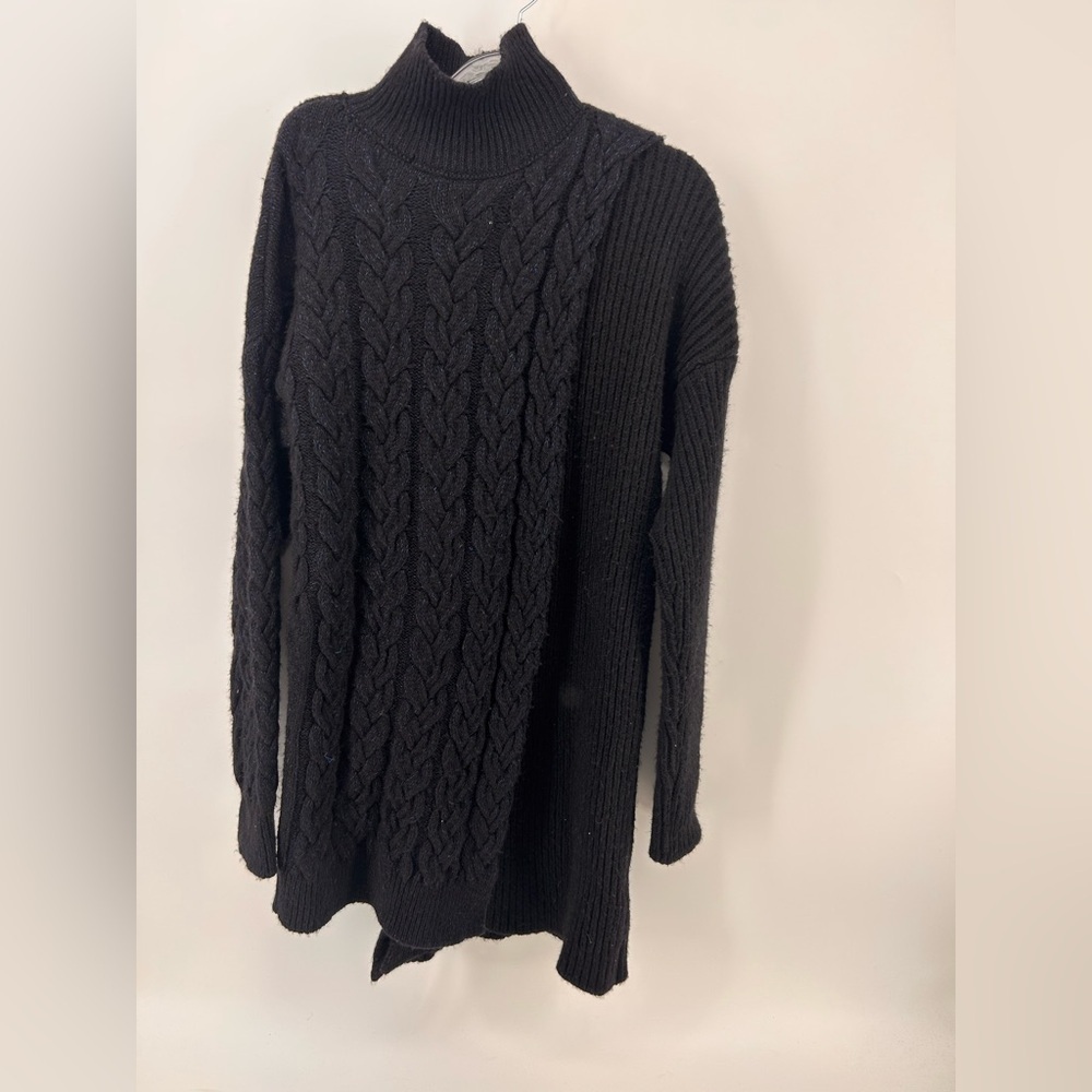 Stella McCartney asymmetric wrap knit sweater tunic blue sparkle black 44 US 8